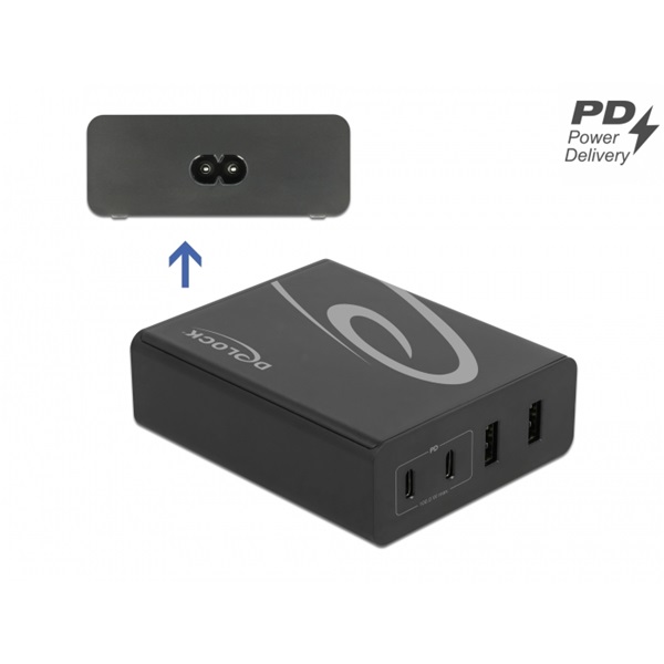 Delock 41440 2xUSB-C PD + 2xUSB-A 112W hálózati töltő Delock 41440 2xUSB-C PD + 2xUSB-A 112W hálózati töltő
