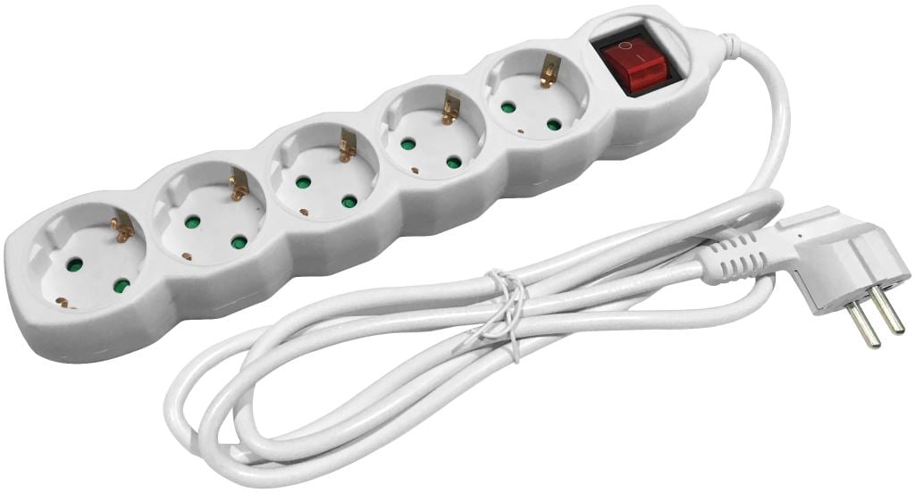 Entac elosztó 5 foglalat, kapcsolóval, 1,5m kábel (ESE1.5G5-1.5-SW) Entac elosztó 5 foglalat, kapcsolóval, 1,5m kábel (ESE1.5G5-1.5-SW)