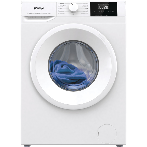 Gorenje WNGPI61SBS Elöltöltős keskeny mosógép – 6 kg, 1000 ford./perc, B Energiaosztály, Gőz technológia