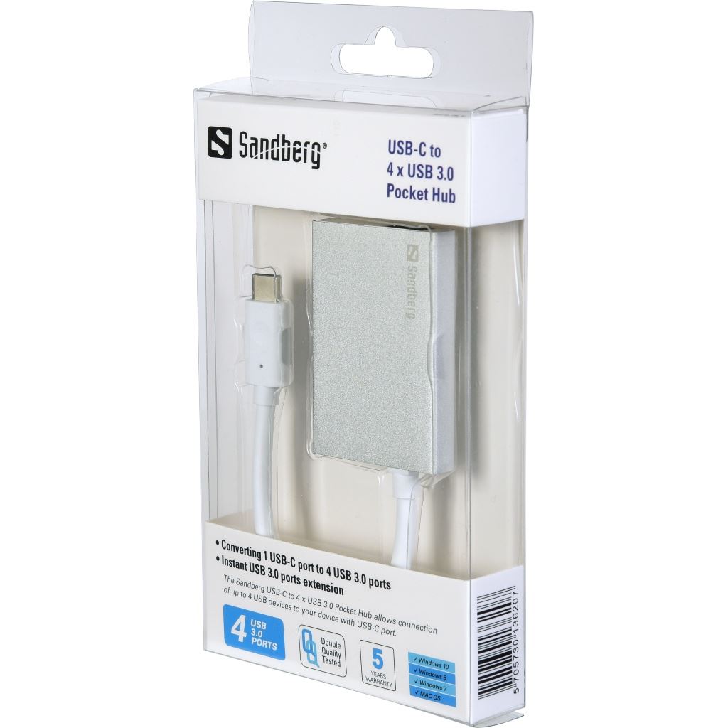 Sandberg 136-20 USB-C - 4x USB 3.0 Hub Sandberg 136-20 USB-C - 4x USB 3.0 Hub