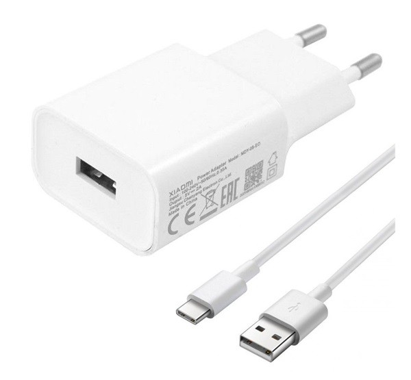 XIAOMI hálózati töltő USB aljzat (5V / 2000mA, gyorstöltés támogatás + Type-C kábel) FEHÉR (MDY-08-EO_TYPEC)