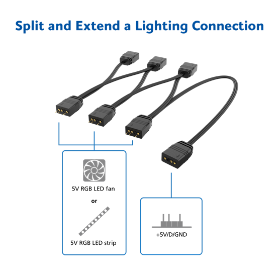 Akasa  AK-CBLD13-85BK  1in6 RGB LED elosztó