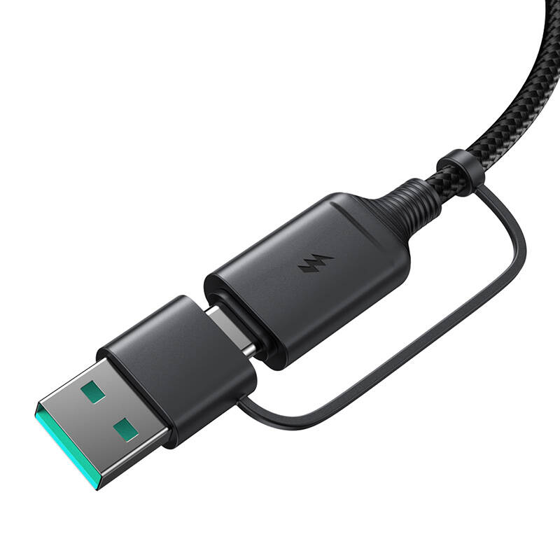 Joyroom JR-WQM03 magnetic charger, USB + USB-C, 1.2m (black) Joyroom JR-WQM03 magnetic charger, USB + USB-C, 1.2m (black)
