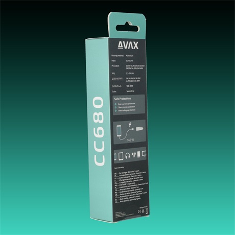 AVAX CC680B CARLY+ 140W USB A+Type C fekete autós töltő