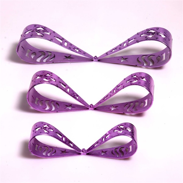 IRIS Doboz alakú /1db 20cm, 1db 25cm, 1db 30cm/ ezüst-lila fémdoboz műanyag masnival dekor szett  (011-02)