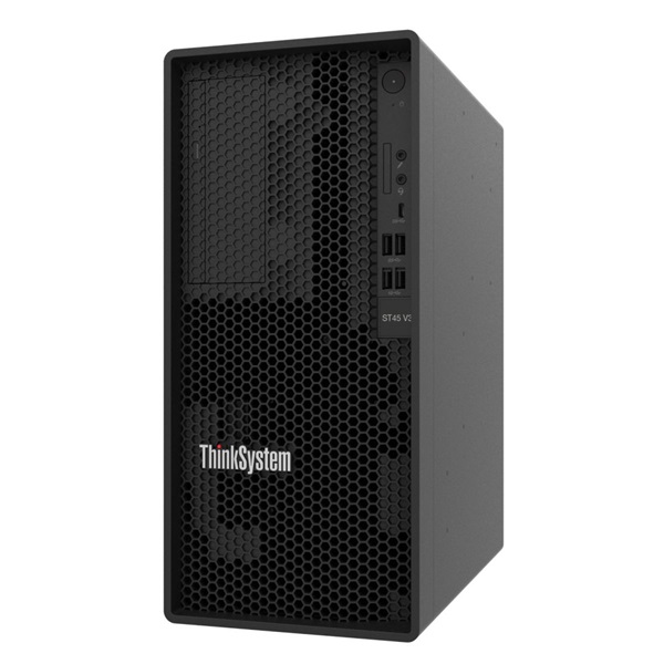 LENOVO torony szerver - ST45 V3 (3.5"), 4C AMD EPYC 4124P 3.8GHz, 1x16GB, 2x480GB RI SSD, Software RAID, 500W.