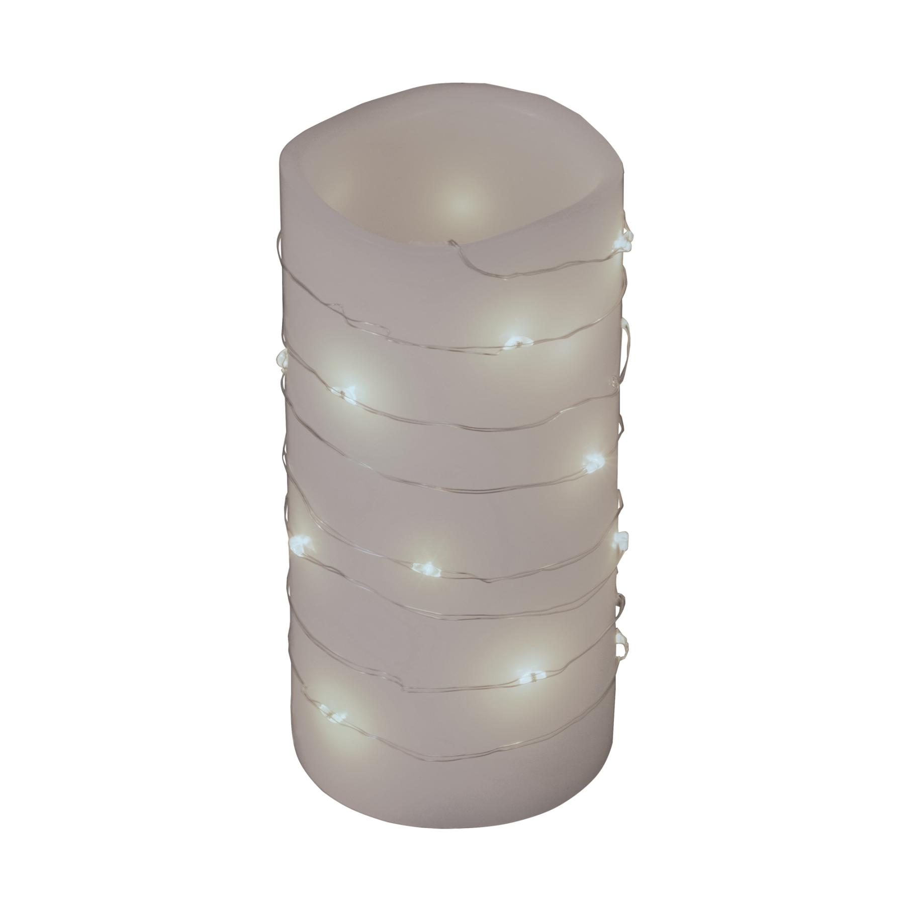 Home micro LED-es fényfüzér, 2 m / 20 db hidegfehér micro LED, állófényű, átlátszó vezeték, időzíthető, gombelemes, lapos elemtartó, ...