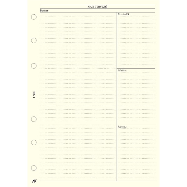 Kalendart Saturnus L368 bianco napi beosztású tervező gyűrűs naptár kiegészítő