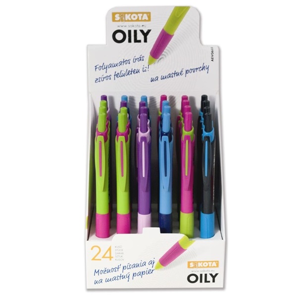 Sakota Oily 0,7mm kék tintájú vegyes színű golyóstoll Sakota Oily 0,7mm kék tintájú vegyes színű golyóstoll