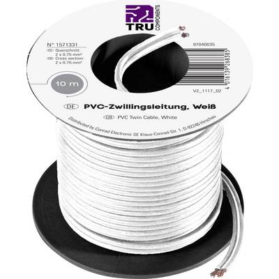 PVC huzal 2 x 0,75 mm2, fehér, 10 m, Tru Components