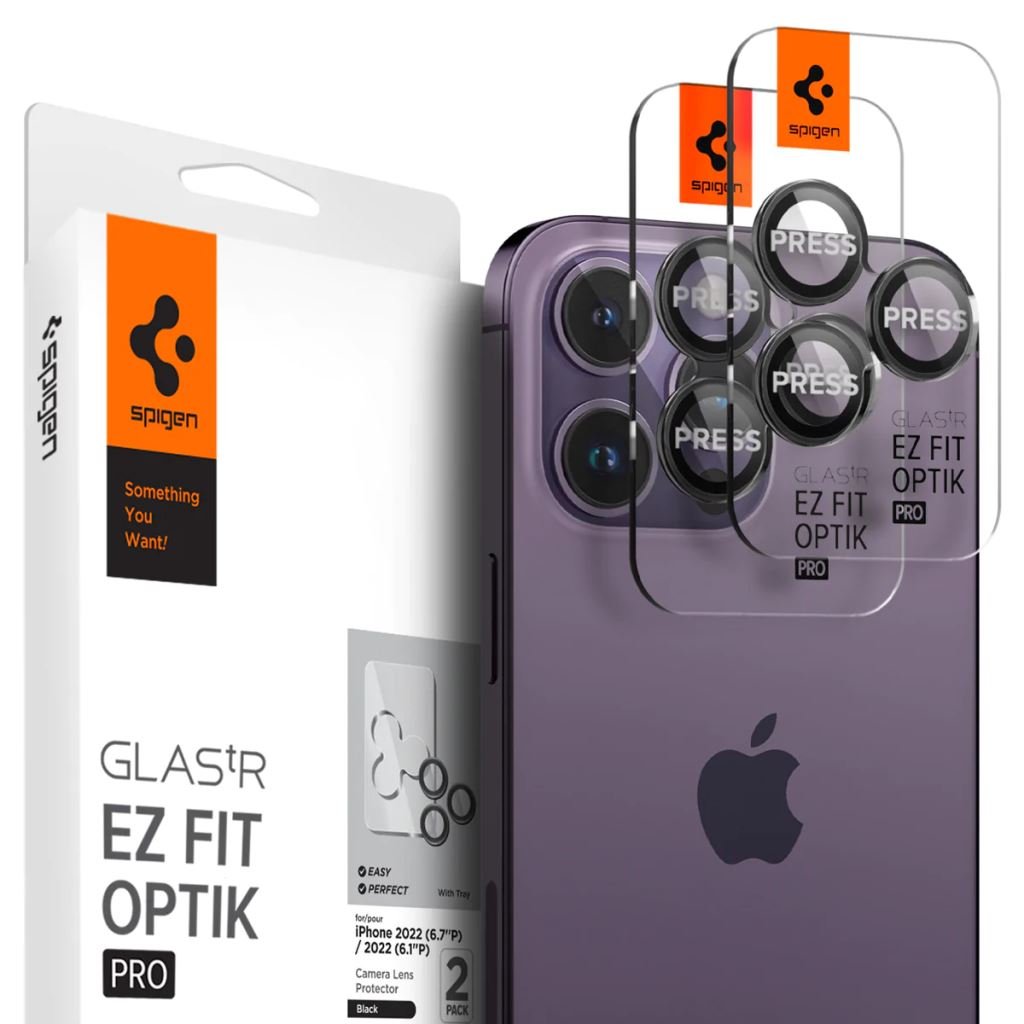 Spigen Optik Pro Lens Protector iPhone 14 Pro/14 Pro Max kameravédő lencse fekete kerettel (AGL05205)