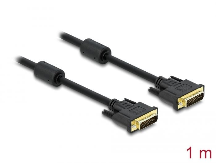 Delock DVI 24+5 apa > DVI 24+5 apa kábel 1m fekete (83110)