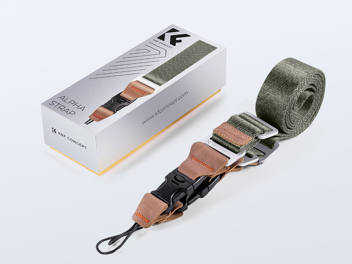 K&F Concept lapos nyakpánt gyorskioldó csattal, 3,2cm x 100-160cm, zöld
