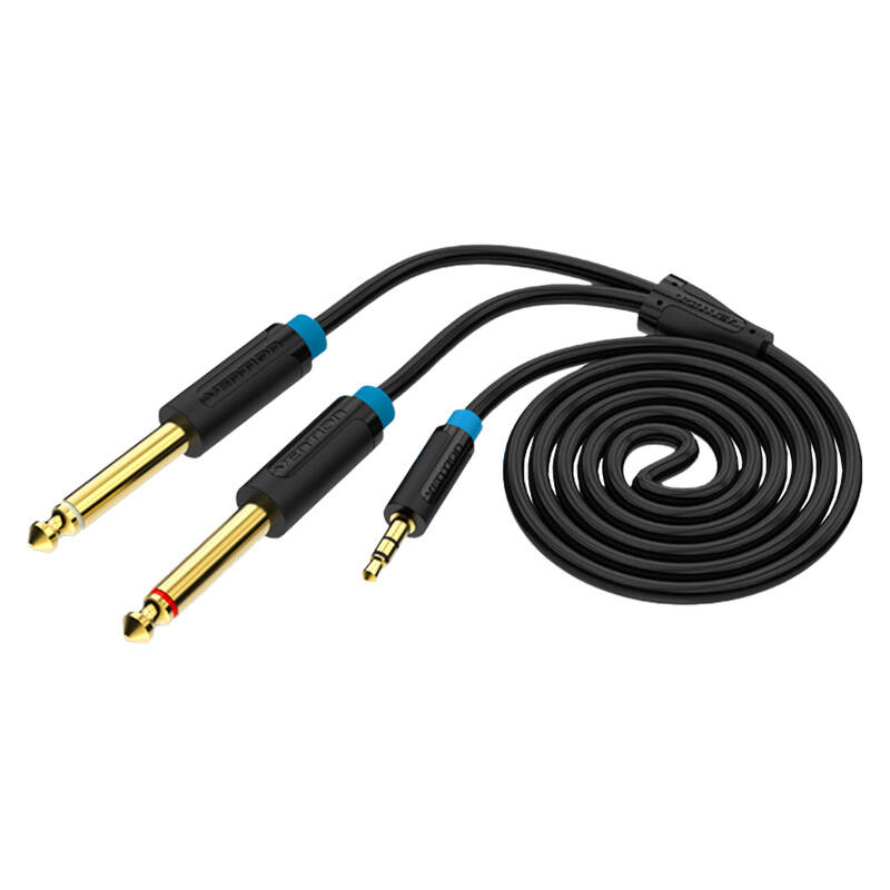 Vention BACBJ Male TRS 3.5mm to 2x Male 6.35mm Audio Cable 5m Black