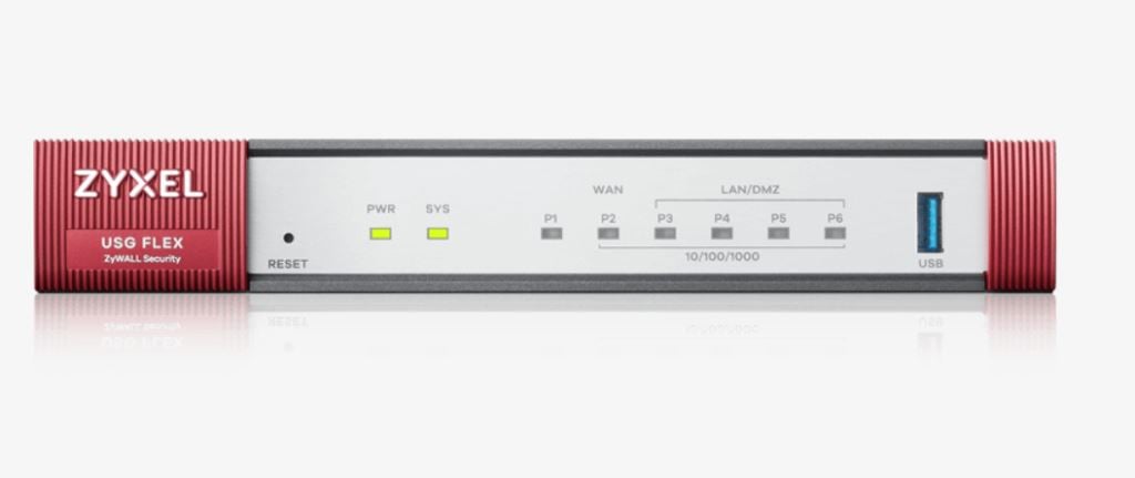 Zyxel USG Flex Firewall, VERSION 2, 10/100/1000,1*WAN, 4*LAN/DMZ ports, 1*USB wi