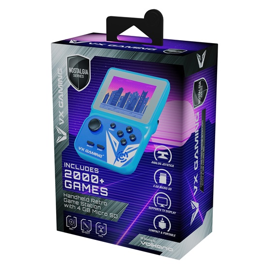 VX Gaming Új kézi Retro játék állomás 4 GB Micro SD-vel  kék