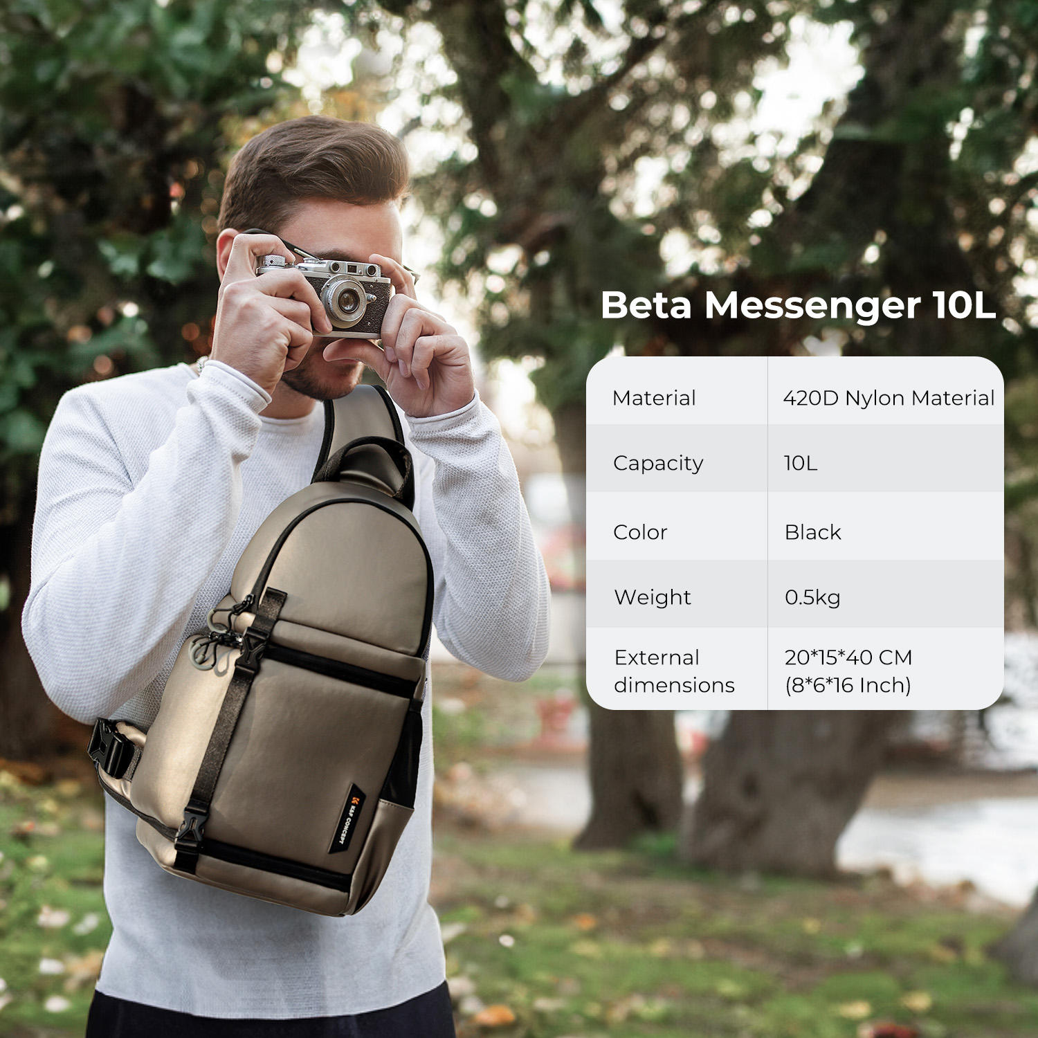 K&F Concept Beta Messenger egyvállas kamera hátizsák 10L, műbőr
