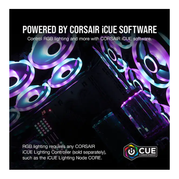 CORSAIR Rendszerhűtő Ventilátor, iCUE QL140 RGB, 14cm, fekete
