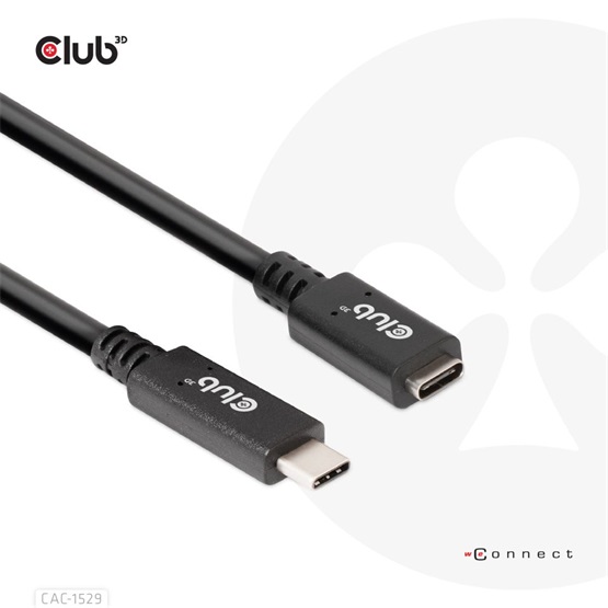  Club3D USB Gen1 Type-C Extension  5Gbps 60W(20V/3A) 4K60Hz M/F 2m kábel