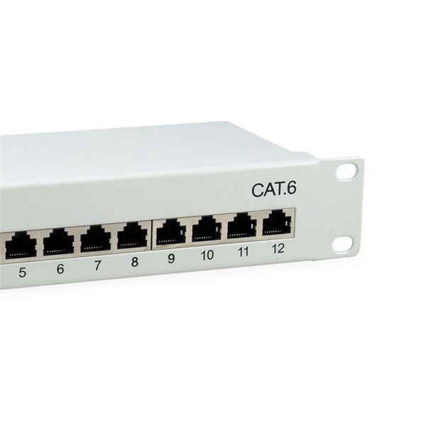 Equip 208014 12 port Cat6 árnyékolt Patch panel Szürke