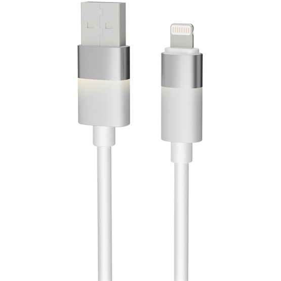 KAB AVAX CB310 GLOWY USB-A - Lightning töltőkábel, fehér - 1m