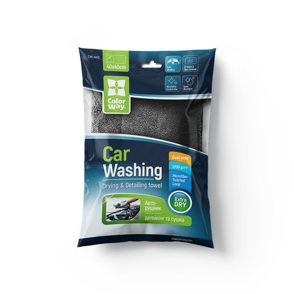 COLORWAY  CW-4412  Microfiber car universal Extra Dry 1200gsm 40x40cm univerzális törlőkendő Szürke