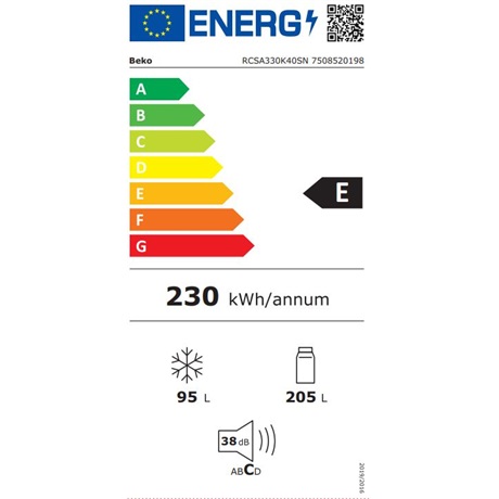 Beko RCSA330K40SN Alulfagyasztós hűtőszekrény