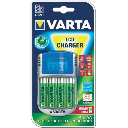 Varta LCD akku töltő + AA 2600 mAh 4db akkuval + 12V + USB (57070201451) Varta LCD akku töltő + AA 2600 mAh 4db akkuval + 12V + USB (57070201451)