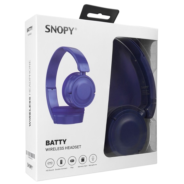 Snopy SN-XBK33 BATTY Blue  Bluetooth/AUX/TF Card Vezeték Nélküli Fejhallgató Kék 