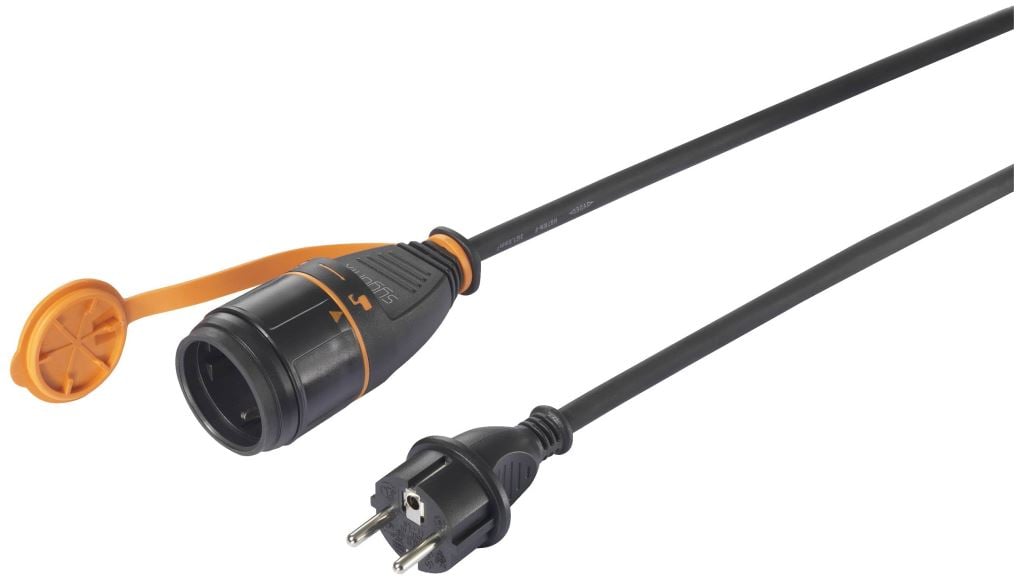 Sygonix SY-5597570 Áram Hosszabbítókábel Fekete-Narancs 5 m reteszelhető, időjárásálló Sygonix SY-5597570 Áram Hosszabbítókábel Fekete-Narancs 5 m reteszelhető, időjárásálló