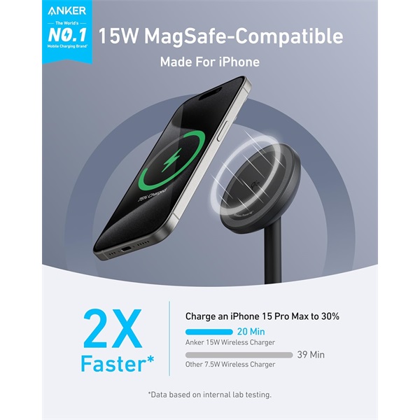 ANKER A25X1H11 MagGo 15W iPhone-hoz Vezeték Nélküli Töltő és Állvány Fekete ANKER A25X1H11 MagGo 15W iPhone-hoz Vezeték Nélküli Töltő és Állvány Fekete