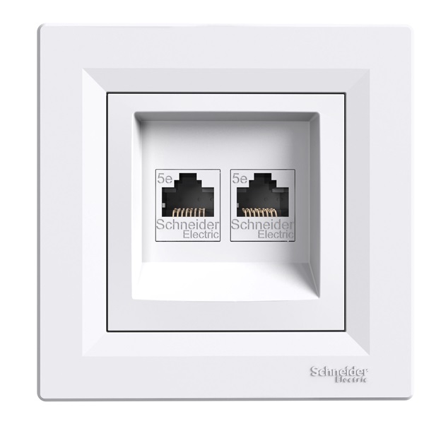 Schneider EPH4400121 ASFORA Fehér 2xRJ45 Cat5e UTP aljzat Schneider EPH4400121 ASFORA Fehér 2xRJ45 Cat5e UTP aljzat