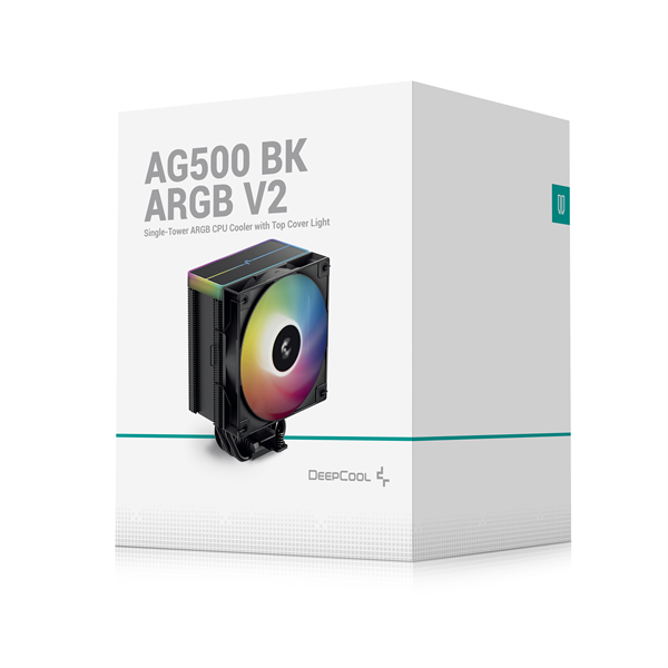 DeepCool CPU Cooler - AG500 BK ARGB V2 (29,4 dB; max, 115,32 m3/h; 4pin csatlakozó, 5 db heatpipe, 12cm, PWM, LED)