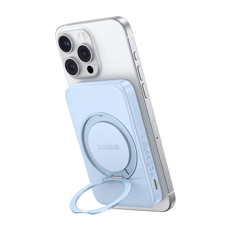 Baseus PicoGo Qi2  5000mAh  20W mágneses powerbank állvánnyal  Kék