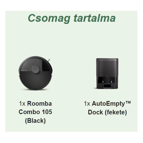 Irobot ROOMBA 105 COMBO + AUTOEMPTY DOCK BLACK Robotporszívó Fekete