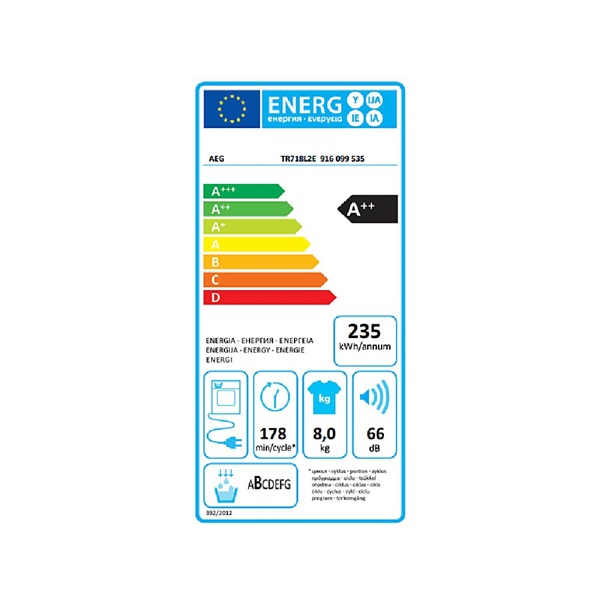 AEG TR718L2E SensiDry hőszivattyús szárítógép AEG TR718L2E SensiDry hőszivattyús szárítógép