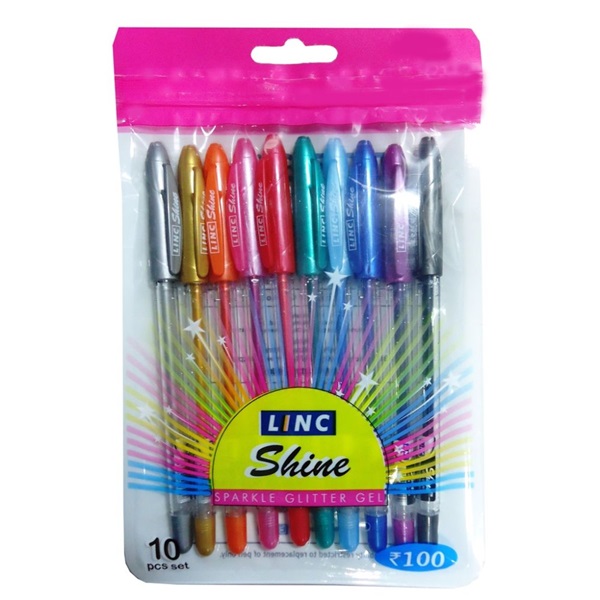 Linc Shine Glitter 10db-os vegyes színű zseléstoll Linc Shine Glitter 10db-os vegyes színű zseléstoll