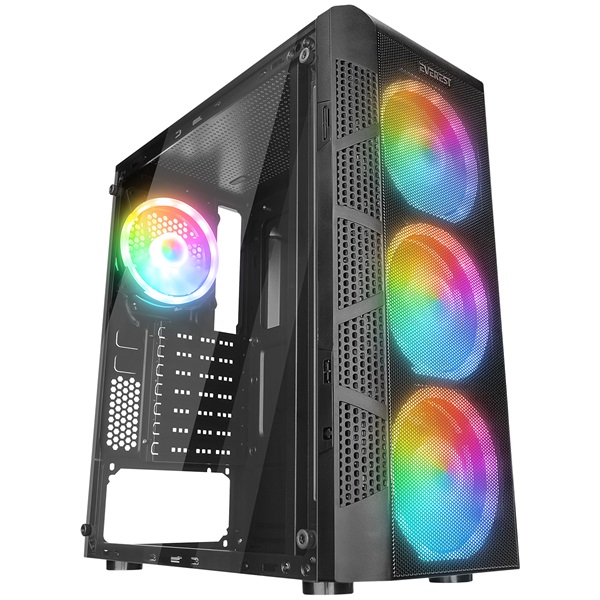 Everest   CREST V1  fekete  üveg  ATX  Számítógépház