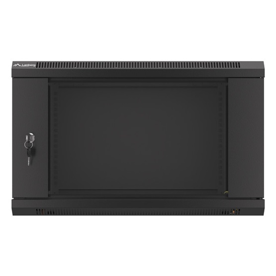 Lanberg 19" fali rack szekrény 6U/600X450 üvegajtó, lapraszerelt, fekete V2