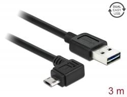Delock EASY-USB 2.0 Type-A apa > EASY-USB 2.0 Type Micro-B apa (elforgatott csatlakozó) kábel 3m fekete (83854)