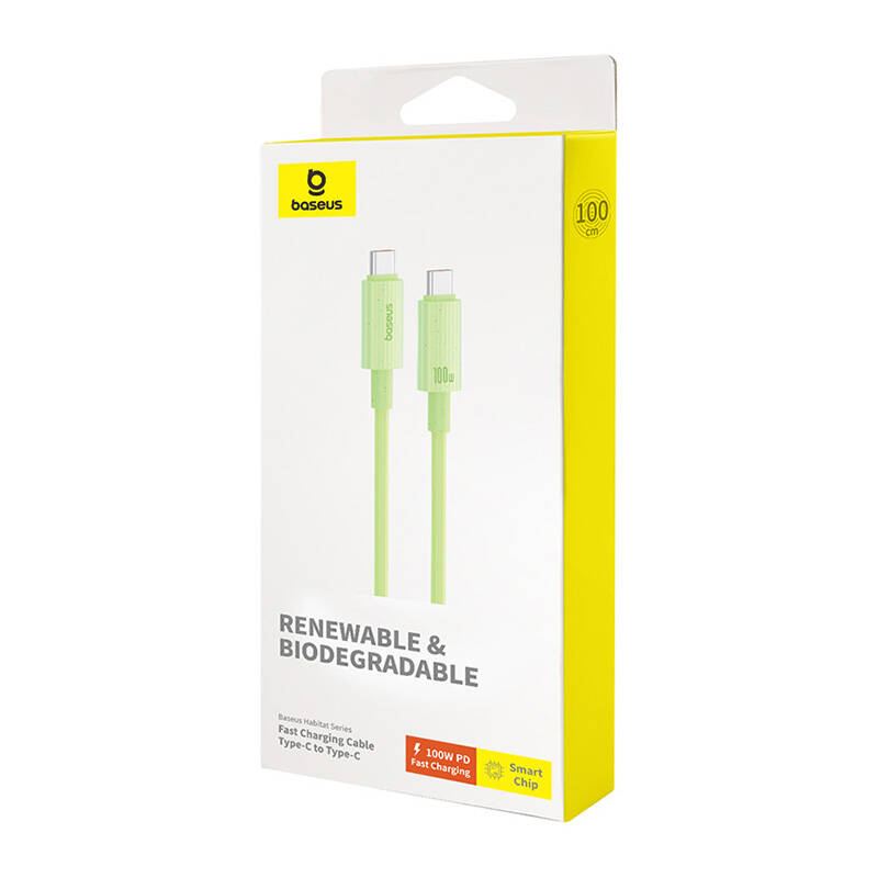 Fast Charging cable Baseus USB-C to USB-C Habitat Series 1m 100W (green)