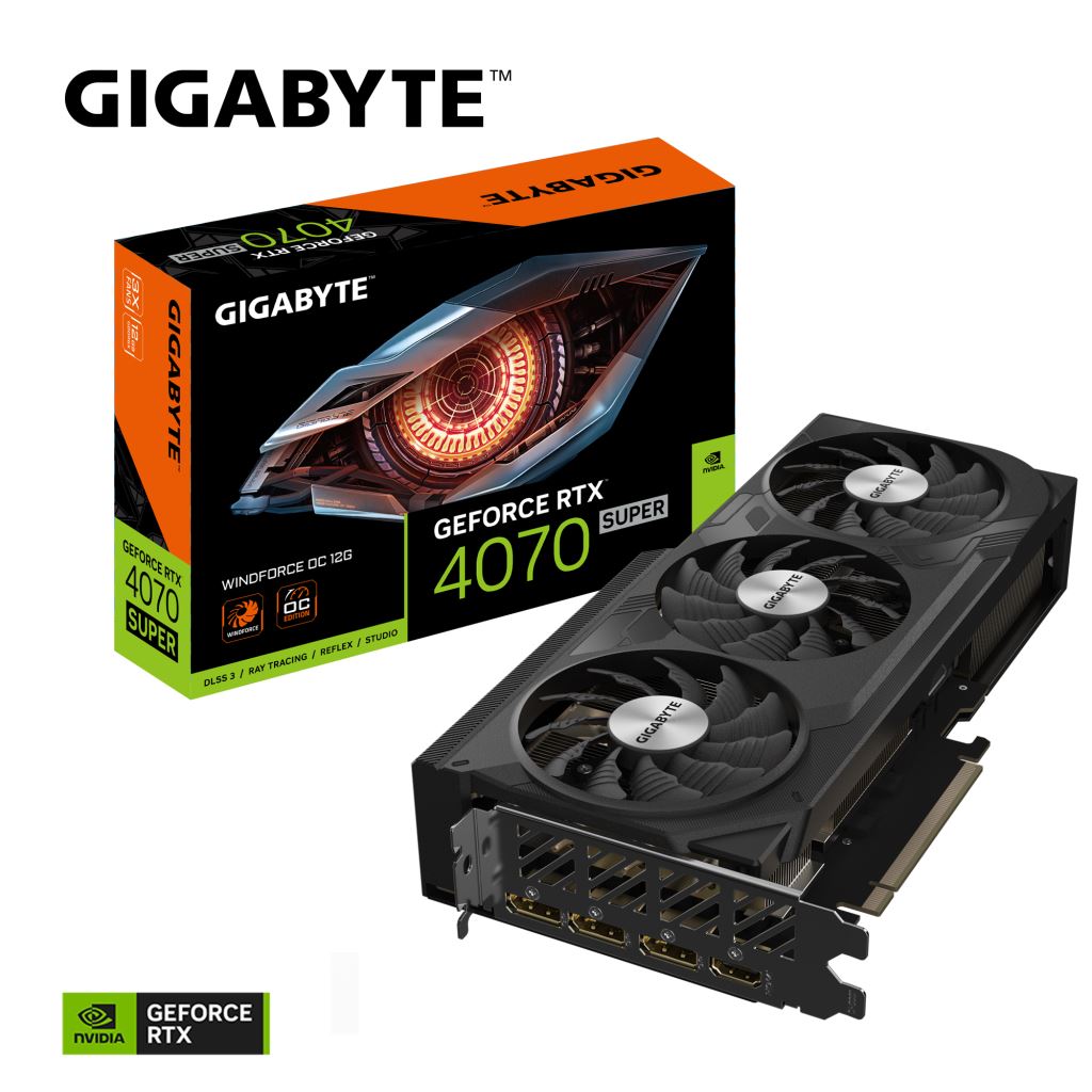 Gigabyte GeForce RTX 4070 SUPER 12GB WINDFORCE OC 12G videokártya (GV-N407SWF3OC-12GD)