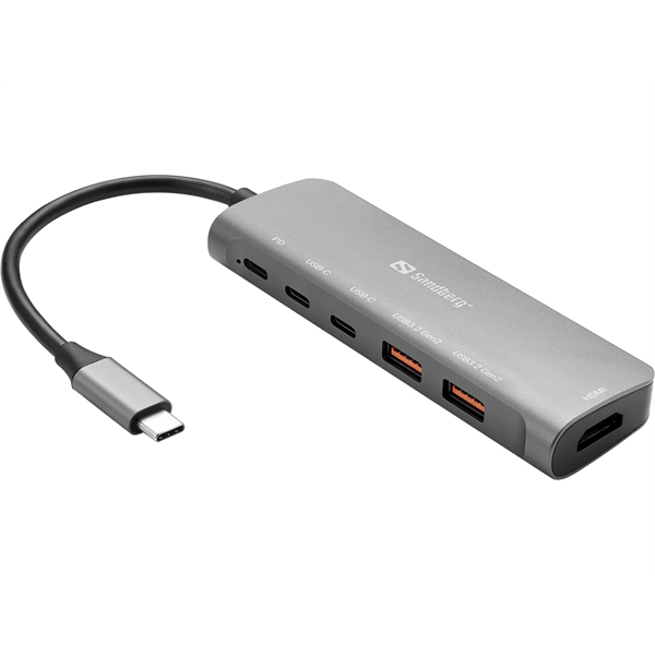 SANDBERG  HDMI + 2xUSB-A + 2xUSB-C + PD100W USB-C Dokkoló