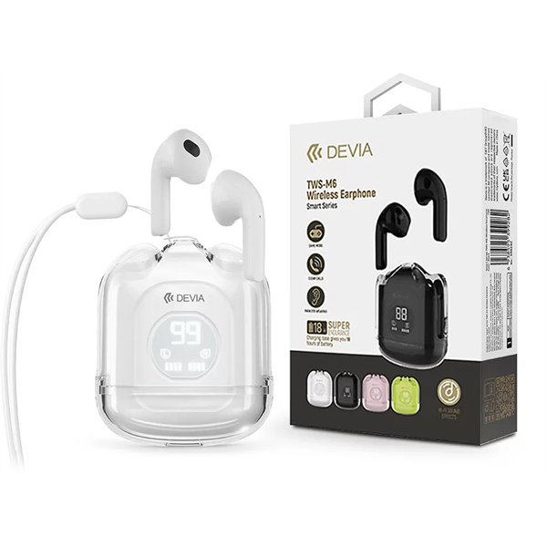 DEVIA ST399299 TWS-M6 BLUETOOTH SZTEREÓ FÜLHALLGATÓ V5.3 FEHÉR