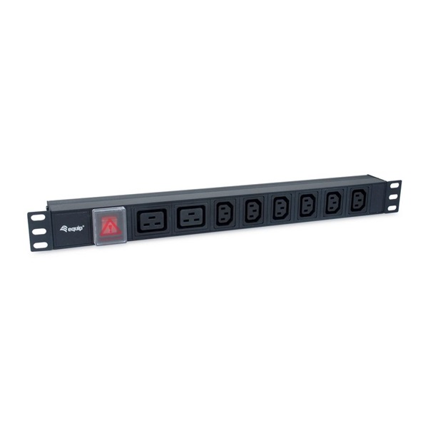 Equip  333316  C20  6x C13 + 2x C19  Rack 1U 1,8m kábel  Hálózati Elosztó Fekete 