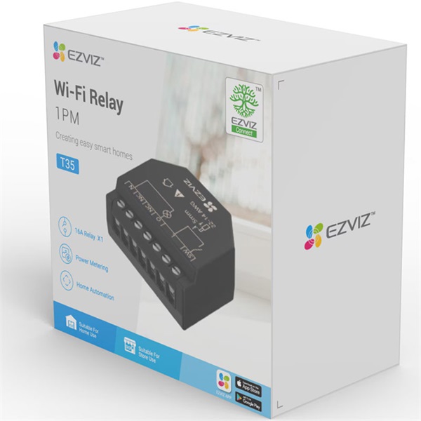 EZVIZ T35 Wi-Fi relé  1 csatornás  fekete  távoli vezérlés energiafogyasztás figyelés funkció