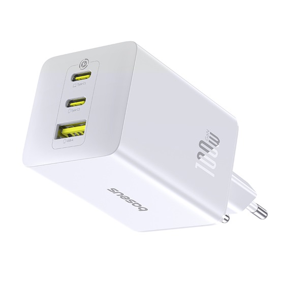 Baseus EnerFill FE11 100W 2×USB Type-C + 1×USB Type-A hálózati gyorstöltő Fehér