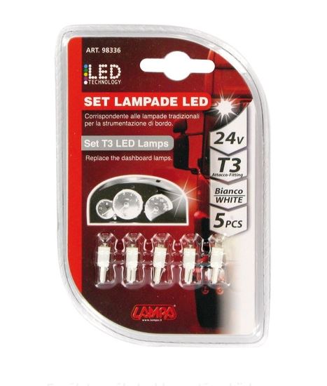 Lampa 24V T3, 1 LED dióda, fehér színű, 5db (0198336)