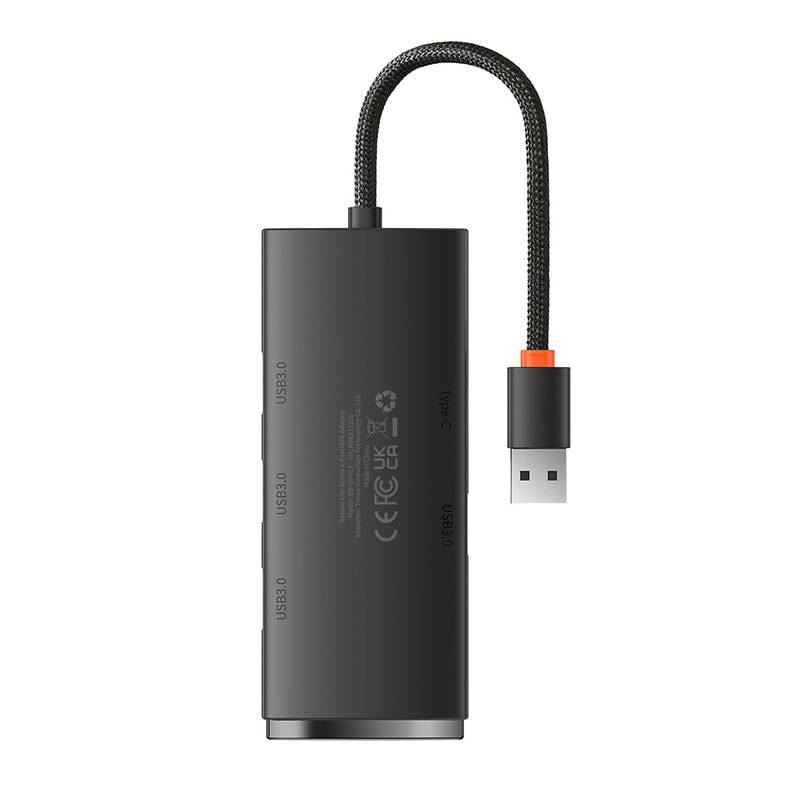 Baseus Lite Series 4 az 1-ben USB - 4x USB 3.0 hub 25 cm fekete (WKQX030001) Baseus Lite Series 4 az 1-ben USB - 4x USB 3.0 hub 25 cm fekete (WKQX030001)