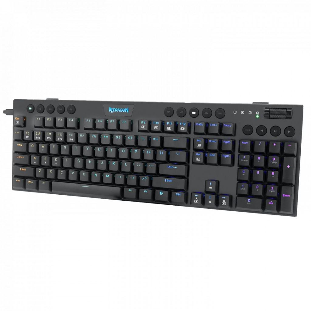 Redragon Horus Brown Switch vezetékes/vezeték nélküli billentyűzet fekete (K618-RGB_BROWN_HU)